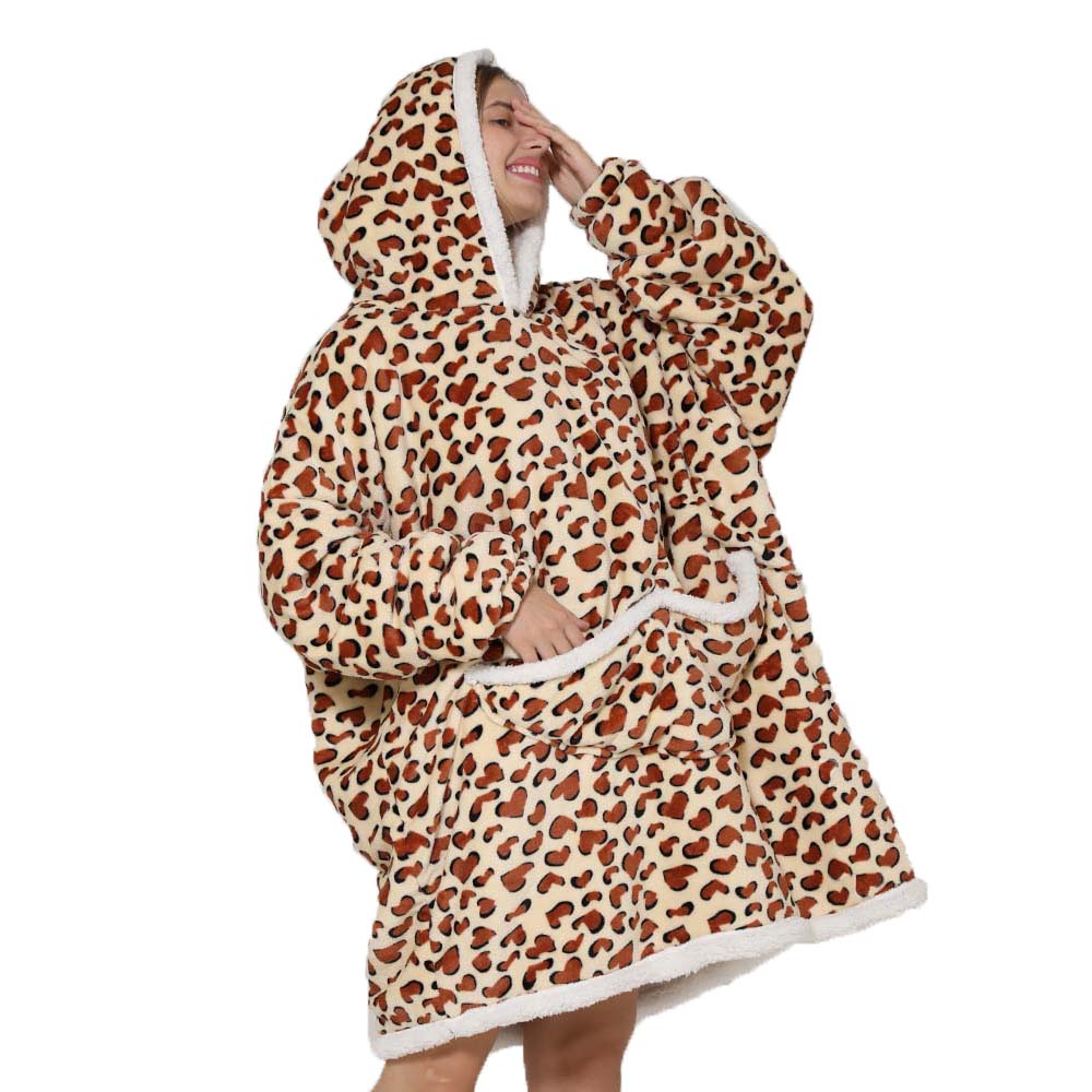 Sherpa Hoodie Fleece - Leniwa bluza z kapturem koc Oversized
