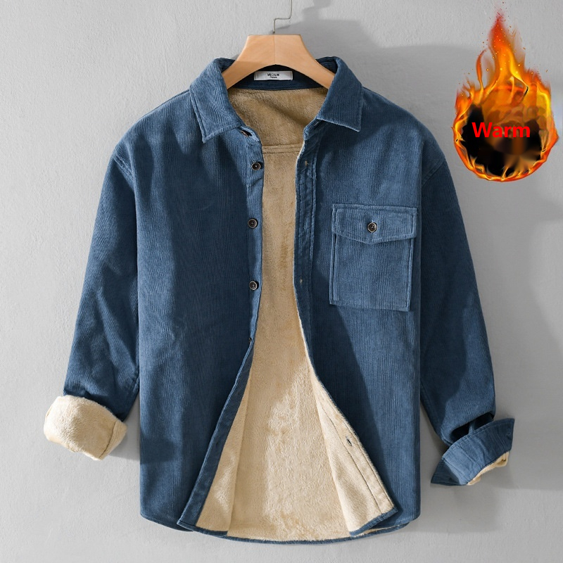 Flannel Shirt Lined - Męska koszula-kurtka z sztruksu, gruba, zimowa,