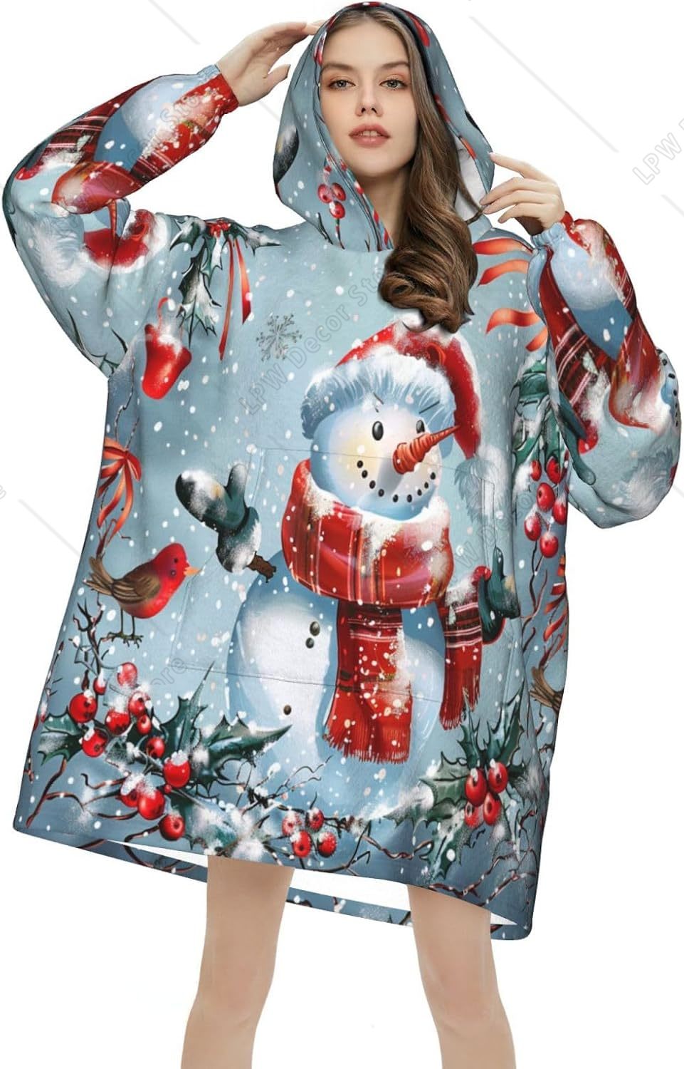 Sherpa Hoodie Fleece - Świąteczny Koc z Kapturem w Kształcie