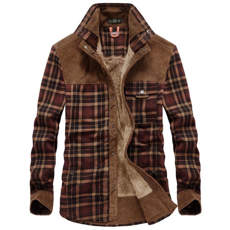 Flannel Shirt Lined - Męskie kurtki zimowe wiatroodporne ciepłe codzienne