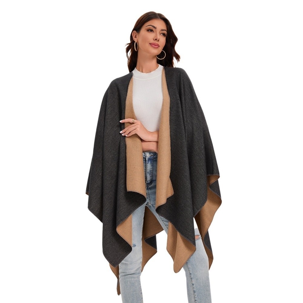 Shawl Wrap Winter - Ciepły płaszcz w kratę, szal podróżny,