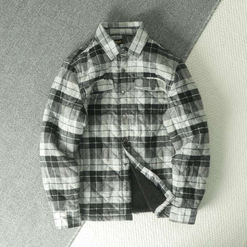 Flannel Shirt Lined - Męska koszula-kurtka z polaru flanelowego w
