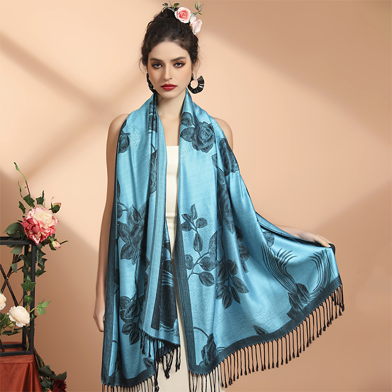 Cashmere Pashmina Wrap - Koc z frędzlami z grubych Pashmina