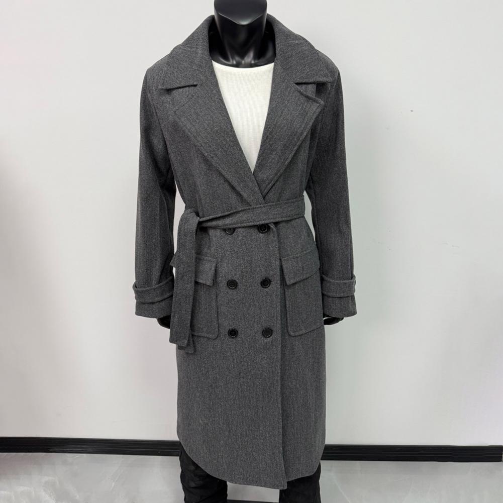 Wool Coat Peacoat - Długi płaszcz damski, dwurzędowy trencz z