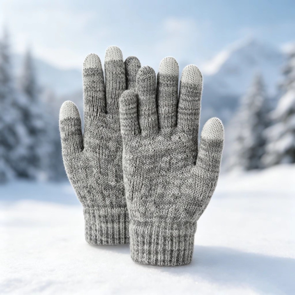 Touch Screen Gloves - 2 szt./zestaw Modny zimowy zestaw czapka