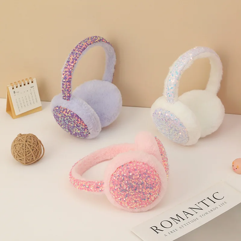 Earmuffs Foldable - Damskie nauszniki koreańskie brokatowe dopaminowe kawaii