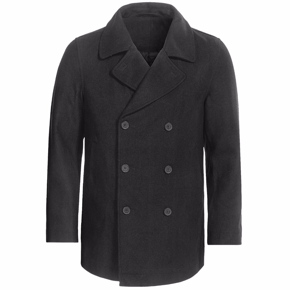 Wool Coat Peacoat - Custom Made antracytowy, szary dwurzędowa kurtka