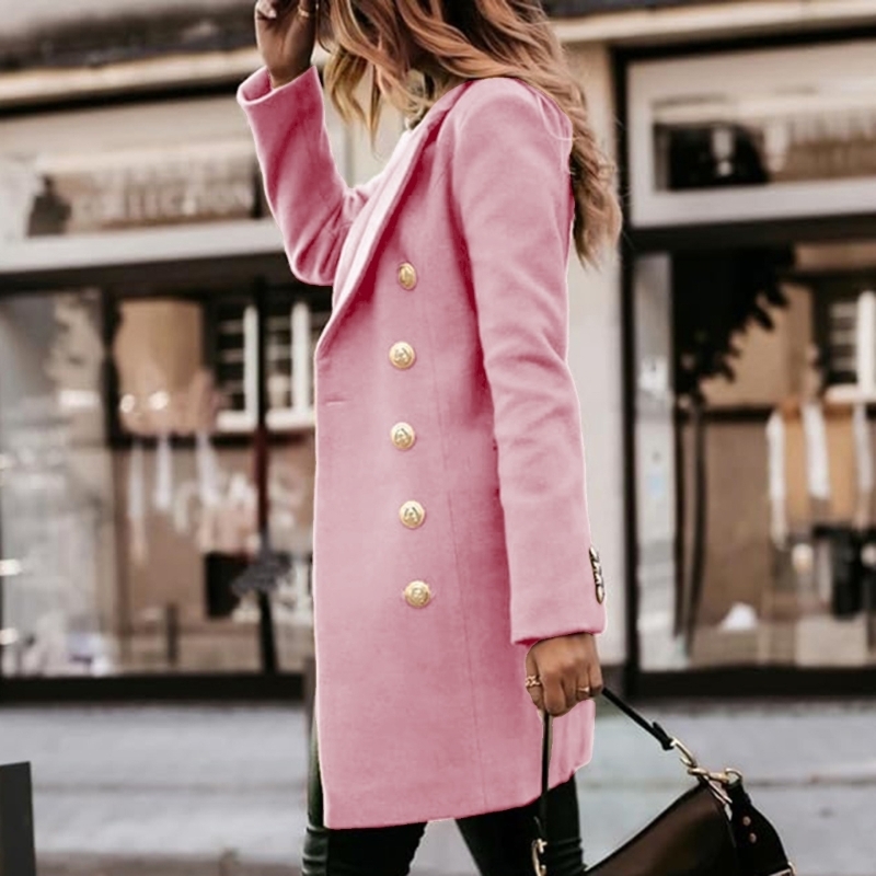 Wool Coat Peacoat - Damskie jesienne zimowe płaszcze wełniane Dwurzędowe