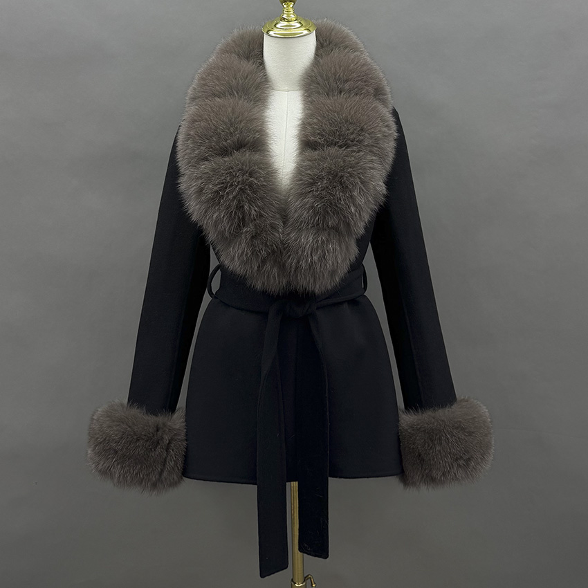 Wool Coat Peacoat - JANEFUR 2026 Wełniany płaszcz z prawdziwym