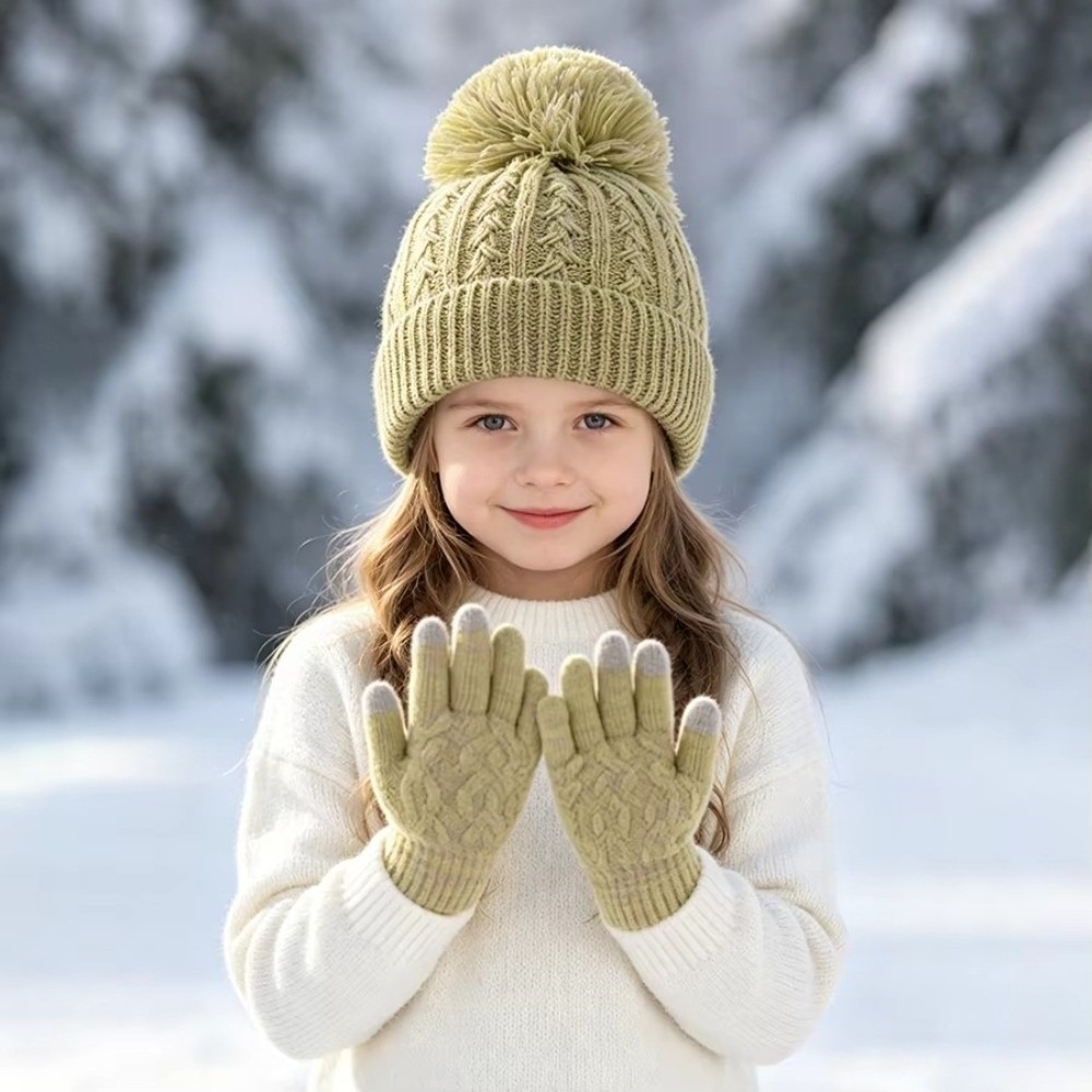Touch Screen Gloves - 2 szt./zestaw Modny zimowy zestaw czapka