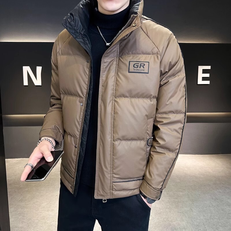 Down Jacket Packable - Jesienno-zimowa męska biała kurtka puchowa z