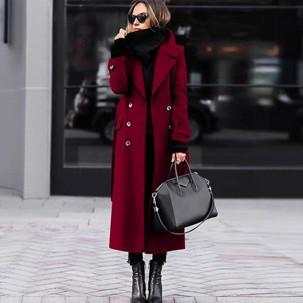 Długi płaszcz damski, dwurzędo – Wool Coat Peacoat recenzja i cena