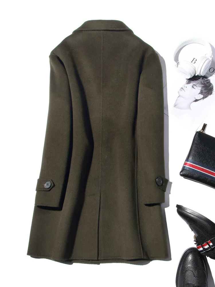 AYUNSUE 100% Wełniany Płaszcz  – Wool Coat Peacoat recenzja i cena