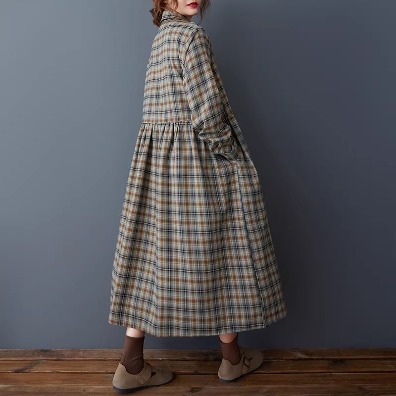 Koreańska luźna sukienka koszu – Flannel Shirt Lined recenzja i cena