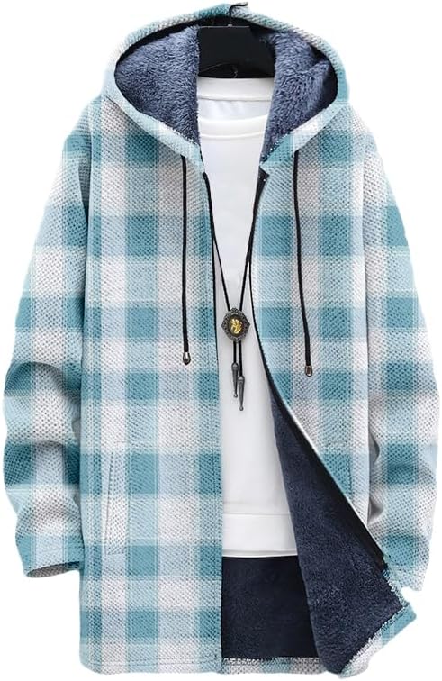 Męski kardigan w kratę, oversi – Sherpa Hoodie Fleece recenzja i cena
